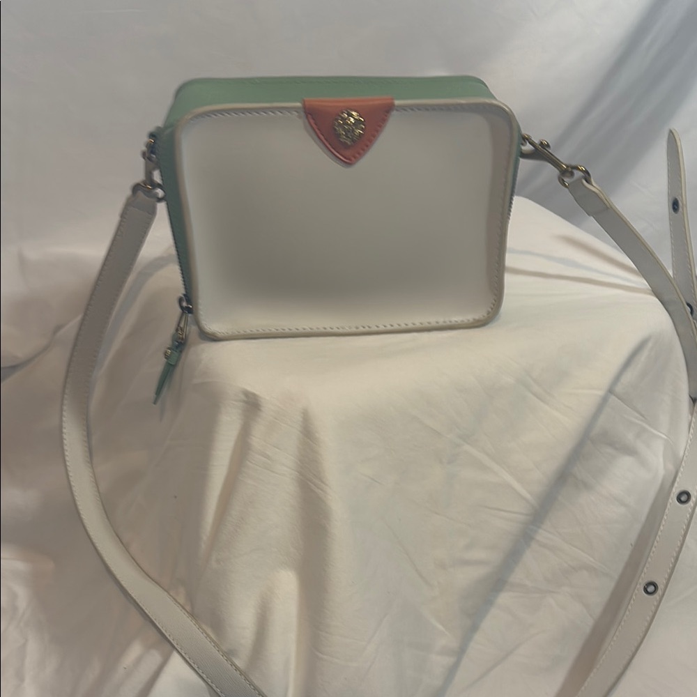 Anne Klein Green and White Crossbody Bag with Adjustable removable Strap